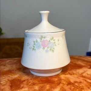 Vintage China Garden by Prestige White & Floral Sugar Dish with Lid